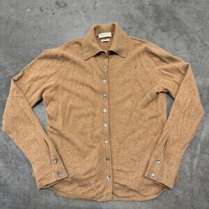 Vintage Y2K 100% Cashmere Sand Brown Button Up Cardigan Sweater Longsleeve XL